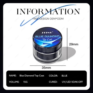 JTING Top Coat Gel Effet Unique Anti-Jaunissement Diamant Bleu Sans HEMA – Fournisseur OEM/ODM de Vernis à Ongles - Product Image 2