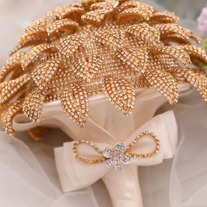 Nouveaux bouquets de mariage en champagne, roses en soie avec cristaux et perles, fleurs artificielles pour <span class=keywords><strong>mariée</strong></span> et demoiselles d'honneur, <span class=keywords><strong>bouquet</strong></span> de <span class=keywords><strong>mariée</strong></span> fait main - Product Image 6