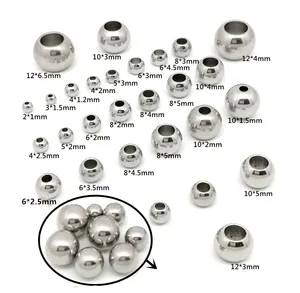 不锈钢圆形固体间隔珠无缝松散DIY发现珠宝制作1毫米至14毫米