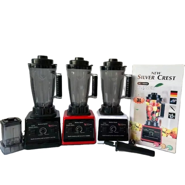 4L 9000W Heavy Duty Commercial Blender High Speed 5 Speeds Stainless Steel Blades Pure Copper Motor Silver Crest 2 Jar for Hotel