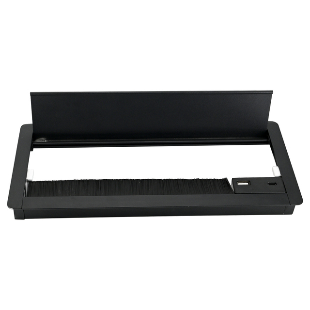White/Black Rectangular Desk Cable Management Soft Close Computer Desk Hole Cover Grommets Box