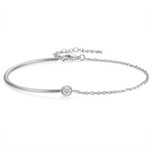 Bracelet manchette tendance en acier inoxydable plaqué or 18 carats avec zircon incrusté, réglable, pour femme, idéal comme cadeau - Product Image 5