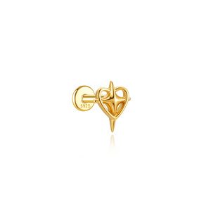 Pendiente Minimalista de Plata de Ley S925 con Zirconia en Forma de Marquesa Espaciada, Piercing Delicado con Fila de Zirconia, Parte Trasera Plana, Labret, Hélix, Tragus para Mujer - Product Image 5