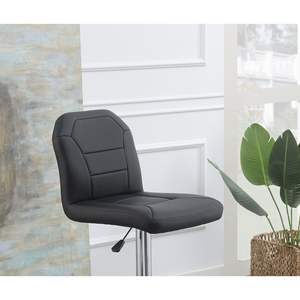 Ensemble de 2 tabourets de bar modernes DB ajustables Siège en similicuir noir Base chromée Lignes épurées Design contemporain pour la salle à manger/la cuisine - Product Image 5