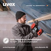 Gants de travail unisexes Uvex Phynomic XG - Extensibles et résistants à l'abrasion - Mousse Aqua-Polymer Xtra Grip (Lot de 5)
