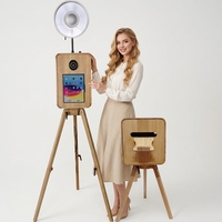Stand photo et imprimante vintage en bois personnalisable, directement de l'usine, pour iPad et appareil photo reflex numérique, idéal pour mariages, fêtes et événements commerciaux