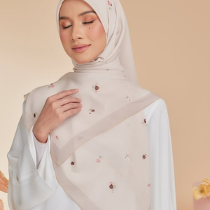 Premium Cotton Voile Printed Ethnic Bandana Floral Design Malaysian Muslim Hijab <b>Scarf</b> for <b>Women</b> - Product Image 3