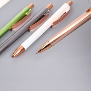 Morandi Color Aluminum Click Gel Ink <b>Pen</b>, Rose <b>Gold</b> Trim Slim Metal Retractable Signing <b>Pen</b> Custom Logo for Office Student - Product Image 3