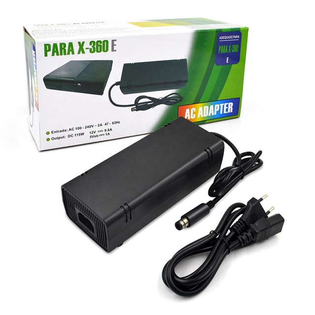 Power Adapter for Xboxes 360E AC Adapter Supply With Cable US/EU Plug Charger