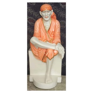 Best Quality Marble Handcrafted <b>Painted</b> Shirdi Sai Baba Sculpture - Product Image 1