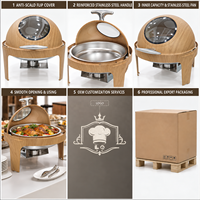 Réchaud buffet LQ en acier inoxydable épaissi 6L, finition grain de bois, avec couvercle en verre hydraulique, pour hôtels, buffets de petit-déjeuner et banquets, vente en gros