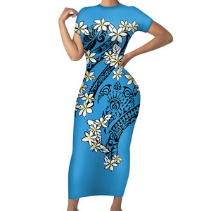 Somoa Style Hibiscus Blue Print abito <span class=keywords><strong>Oversize</strong></span> donna Vintage Sexy elastico abito polinesiano <span class=keywords><strong>abiti</strong></span> <span class=keywords><strong>da</strong></span> <span class=keywords><strong>sera</strong></span> <span class=keywords><strong>da</strong></span> donna Casual - Product Image 1