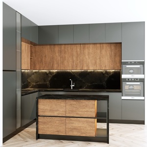 Mobili da Cucina Modulari RTA a Forma di <span class=keywords><strong>L</strong></span> o a U, Moderni, Impermeabili, Ecologici con <span class=keywords><strong>Isola</strong></span> e Guide per Cassetti - Product Image 2