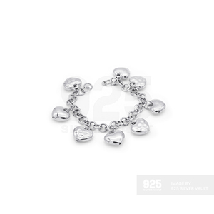 Pulsera de Plata 925 con Dijes de Corazón Martillado, Diseño Elegante y Sofisticado, Calidad Maravillosa - Product Image 2