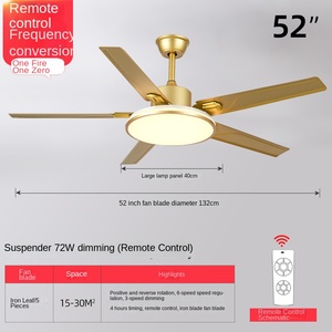 Lustre noir 52 pouces ventilateur de plafond lumière DC ventilateur lames de fer lumières LED télécommande plafonnier ventilateur lampe - Product Image 5