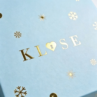 Babyblauer Schmuck-Adventskalender 12-Tage-Countdown-Geschenkbox mit Goldfolien-Zahlen in Buchform für Weihnachten und Feiertage