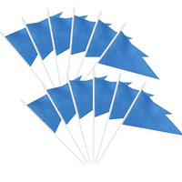 Lot de 12 petits drapeaux bleus en polyester de couleur unie, pliables, résistants aux UV, pour les événements festifs, les clubs sportifs