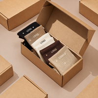 Chaussettes de sport décontractées pour homme en coton côtelé, couleur crème et marron, avec logo brodé personnalisé à pois.
