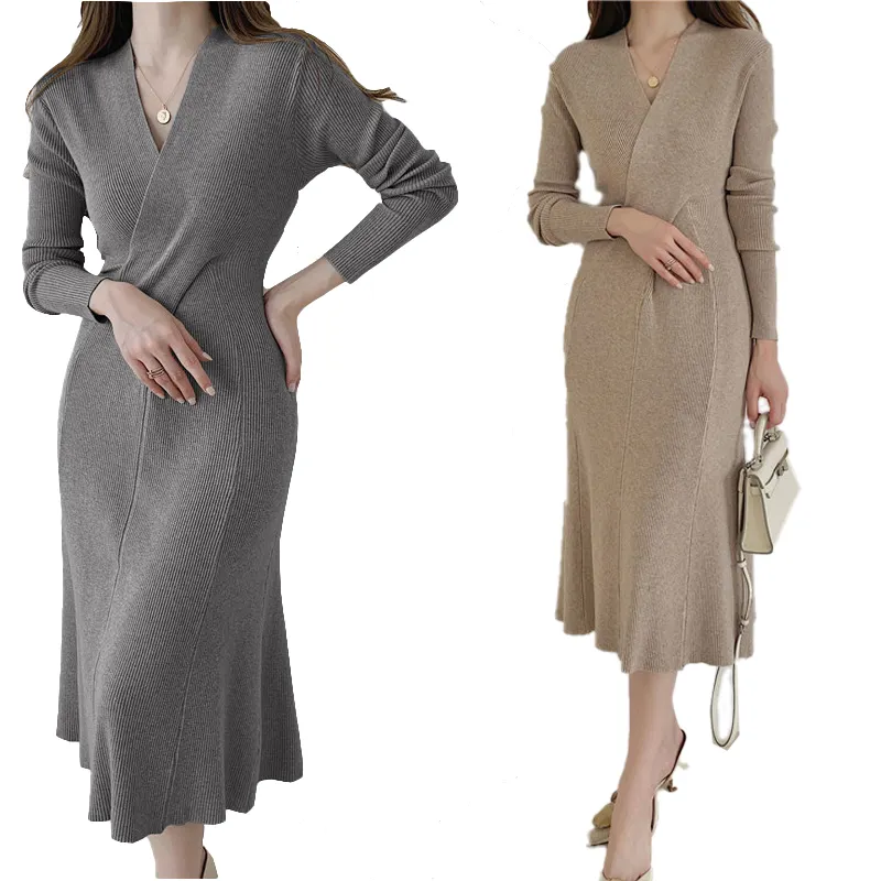Maternity Dress Elasticity Autumn Pregnant Clothes Long Sleeve Maternity Gown Photography Photo Shoot Pregnancy Dress Knitted