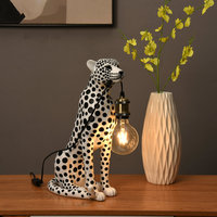 Lampe de Table Sculpture Guépard Animalier en Résine Art Moderne, Décoration de Luxe pour Hôtel, Bureau et Salon