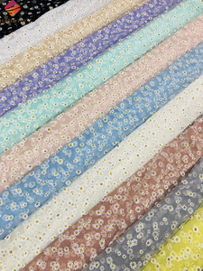 사랑스러운 데이지 꽃 인쇄 부드러운 얇은 명주 그물 직물 데이지 꽃 인쇄 그물 레이스 직물 메쉬 직물 소녀 파티 의상 원피스 - Product Image 4