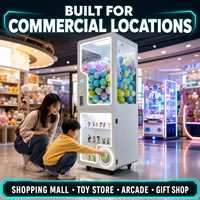 Mesin penjual otomatis kapsul Gacha berlapis ganda besar dengan lampu, khusus pabrik, beroperasi dengan koin, dispenser hadiah mainan, antarmuka bahasa Inggris
