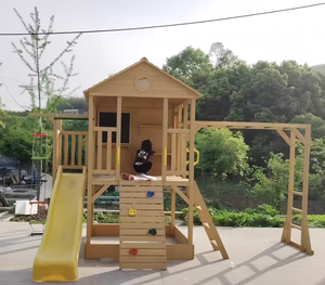 Commercio all'ingrosso moderno e personalizzato giardino di casa all'aperto parco giochi in <span class=keywords><strong>legno</strong></span> per <span class=keywords><strong>bambini</strong></span> casa con scivolo per <span class=keywords><strong>bambini</strong></span> - Product Image 2