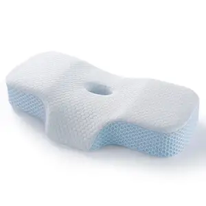 Travesseiro de pescoço ortopédico ajustável para coluna cervical, travesseiro de espuma de memória não tóxico, ideal para uso em ambientes quentes
