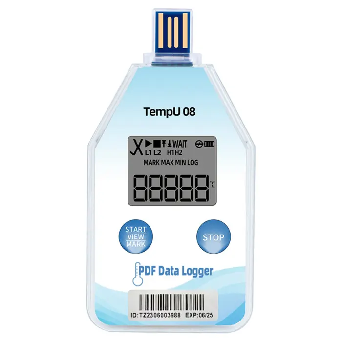 New tempu08 nhiệt độ dữ liệu logger Công suất 32000 PDF báo cáo PDF báo cáo dùng một lần sử dụng duy nhất USB Temp Recorder record