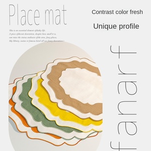 Manteles individuales de lino bordados al por mayor, con bloques de color, lavables, resistentes al desgaste, aislantes para el hogar, para fiestas y bodas - Product Image 4