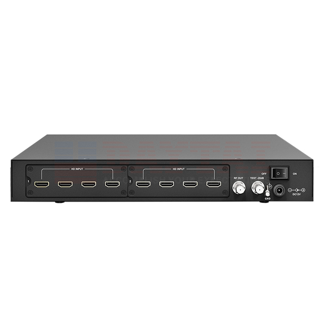 Easy configuration with built-in Web UI 8CH Digital modulator 1U Chassis DVB ATSC DTMB RF modulator
