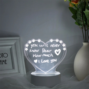 Tablero de notas 3D creativo Led luz de noche USB tablero de mensajes en blanco luz de vacaciones con decoración de bolígrafo para niños novia - Product Image 5