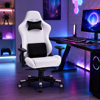Chaise de bureau ergonomique inclinable en cuir OEM pour gaming, pivotante, avec base en acier inoxydable et vérin à gaz à 4 niveaux pour réglage de la hauteur