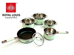 Lot de 10 ustensiles de cuisine en acier inoxydable, revêtement vert, casseroles et poêles pour cuisinières à induction et à gaz, ensemble cadeau, OEM/ODM - Product Image 1