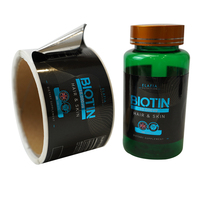Autocollants de produits de santé personnalisés, étiquettes autocollantes en rouleau bopp étanches en argent brillant pour bouteille