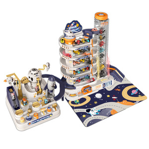 Ensemble de jouets d'aventure spatiale pour garçons de 3 à 6 ans, piste coulissante à inertie en plastique avec thème astronaute et fusée - Product Image 2