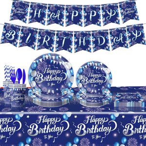 Ensemble de Vaisselle Jetable Écologique en Papier et Plastique à Thème Dessin Animé, Bannières de Fête pour <span class=keywords><strong>Anniversaire</strong></span> de Garçons, Thanksgiving, Ramadan, Pâques - Product Image 4