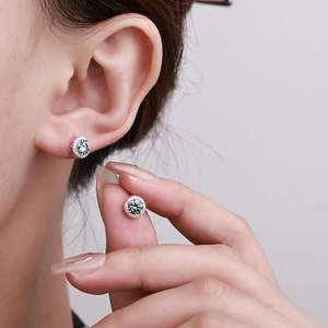 ต่างหูมอสซาไนต์เงินแท้ S925 รูปทรงไข่นกพิราบ - Product Image 4