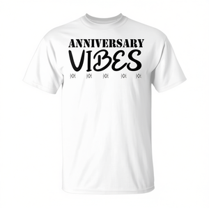 T-shirt Anniversary Vibes bianca girocollo unisex per adulti taglia SMLXLXXL - Product Image 3