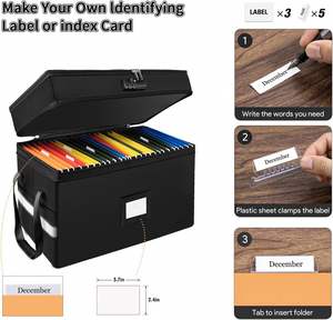 Portable Office <b>Collapsible</b> 2-Layer File <b>Box</b> Organizer Reflective Strip Document <b>Storage</b> with Fireproof Lock - Product Image 5
