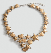 Kaimei 2025 joyería de moda dos tonos oro y plata efecto mate corazón estrella gargantilla Collar collares moda Vintage collares - Product Image 6