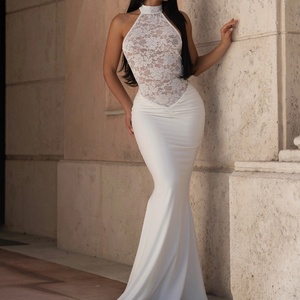 Vestido largo maxi sin tirantes y con hombros descubiertos para mujer, estilo bodycon, para fiesta de verano, con encaje y espalda descubierta, personalizado 2026 - Product Image 1