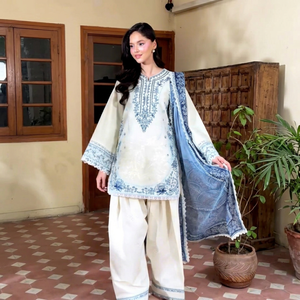 Ensemble de costume palazzo brodé pour femmes, salwar kameez réversible avec dupatta pour mariage, fête ou tenue décontractée - Product Image 1