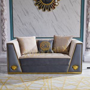 Meubles de salon en or en acier inoxydable love seater design moderne luxe canapé ensemble de meubles entraîneurs canapé salon canapé - Product Image 2