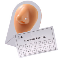 Nouveau 12 pièces/carte 3mm cristal magnétique boucle d'oreille aimant nez lèvre clou pour unisexe Non Piercing Tragus magnétique nez clou
