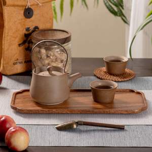Bandeja de Madera Octogonal para Servir, Bandeja de Madera de Nogal para Café, Aperitivos, Frutos Secos, Plato de Madera para Servir Té - Product Image 4
