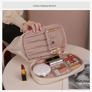 Bolsa de Maquillaje de Cuero con Cremallera, Duradera, Portátil, Impermeable, de Gran Capacidad, Lisa, para Viajes, <span class=keywords><strong>Moda</strong></span> para Mujer 2026 - Product Image 2
