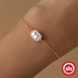Wholesale S925 sterling silver light luxury niche <b>pearl</b> irregular <b>bracelet</b> high quality women's jewelry - Product Image 4