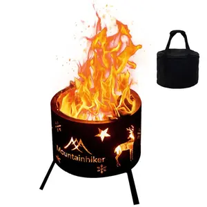 Outdoor Cooking Warming Accessory Iron Brazier Portable Camping Picnic BBQ Charcoal Firewood Brazier Folding Heating Furnace