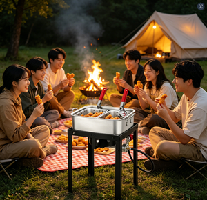 หม้อ<span class=keywords><strong>ทอด</strong></span>แก๊สแรงดันสูง 58000 บีทียู สำหรับใช้งานกลางแจ้ง ความจุ 18 ควอร์ต พร้อมตะกร้า 2 ใบ และฝาปิด หม้อ<span class=keywords><strong>ทอด</strong></span>ปลาแบบมืออาชีพสำหรับใช้ในบ้านและเชิงพาณิชย์ - Product Image 1